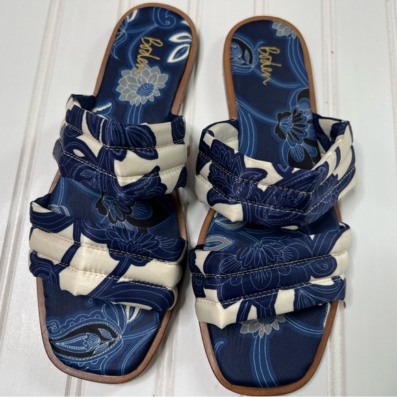 Boden Printed Satin Slide Sandals Blue White 37 US 6 NEW No box display. 1281 - Picture 3 of 5